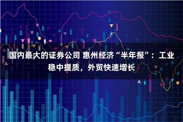 国内最大的证券公司 惠州经济“半年报”：工业稳中提质，外贸快速增长
